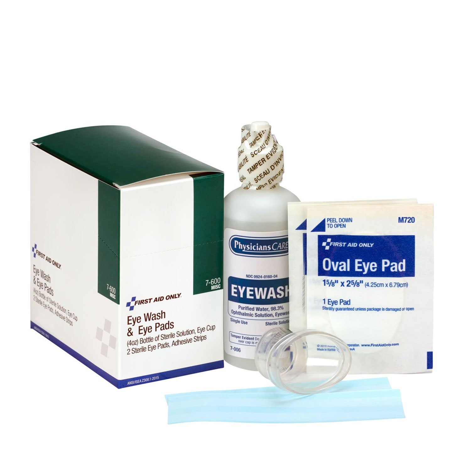 Eyewash 4oz, Eyepads & Adhesive Strips, 1 set/bx  (DROP SHIP ONLY - $150 Minimum Order)
