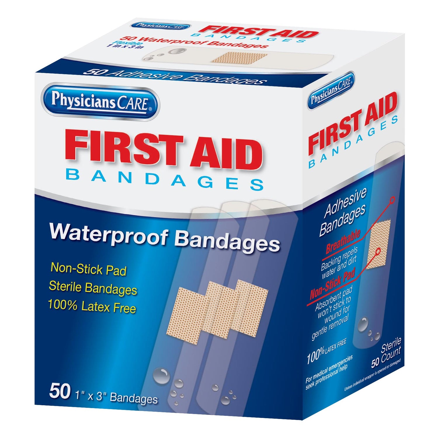 Waterproof Bandages, 1"x3", 50/bx (DROP SHIP ONLY - $150 Minimum Order)