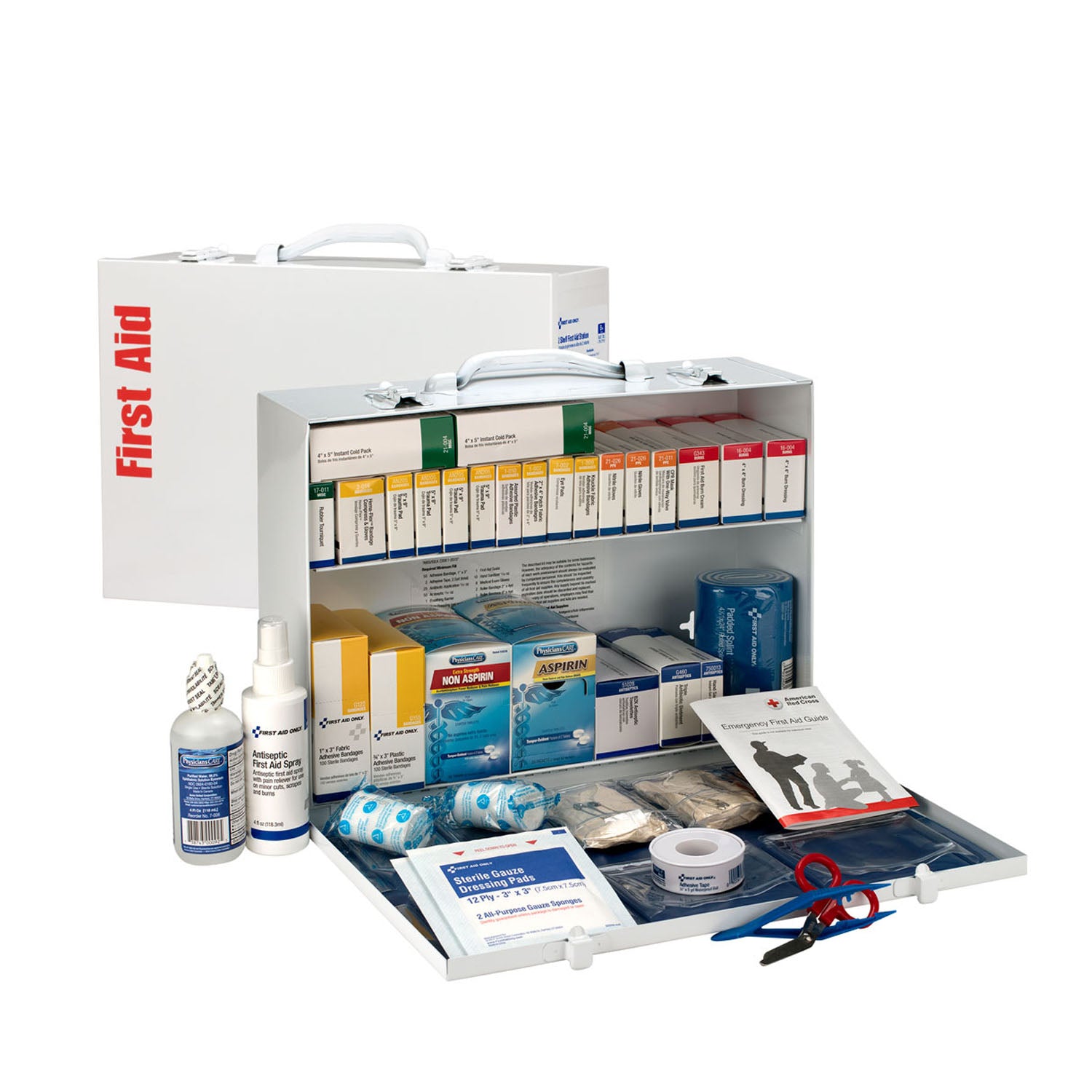 2 Shelf First Aid ANSI B+ Metal Cabinet, w/ Meds (DROP SHIP ONLY - $150 Minimum Order)