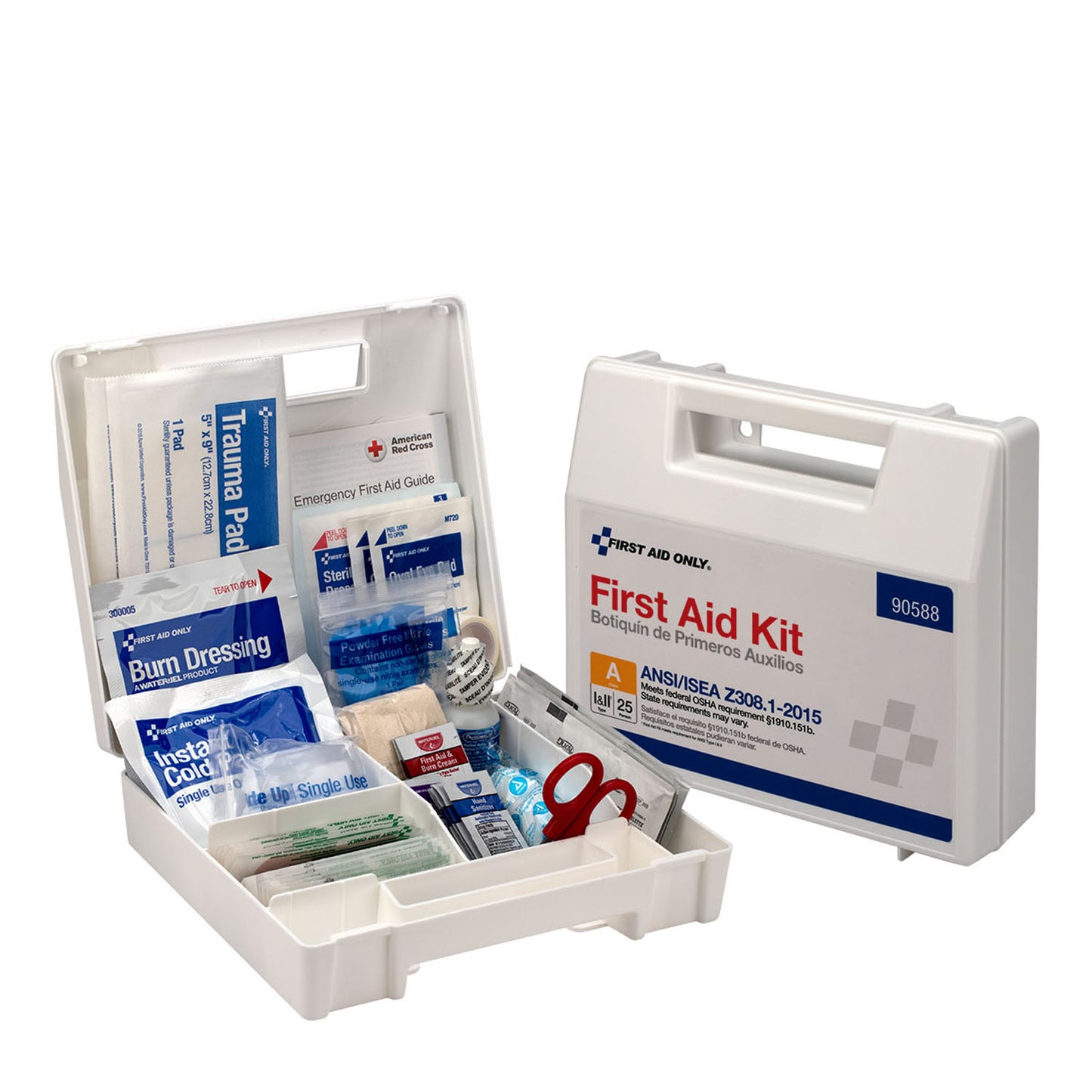 25 Person First Aid Kit, ANSI A, Plastic Case with Dividers (DROP SHIP ONLY - $150 Minimum Order)