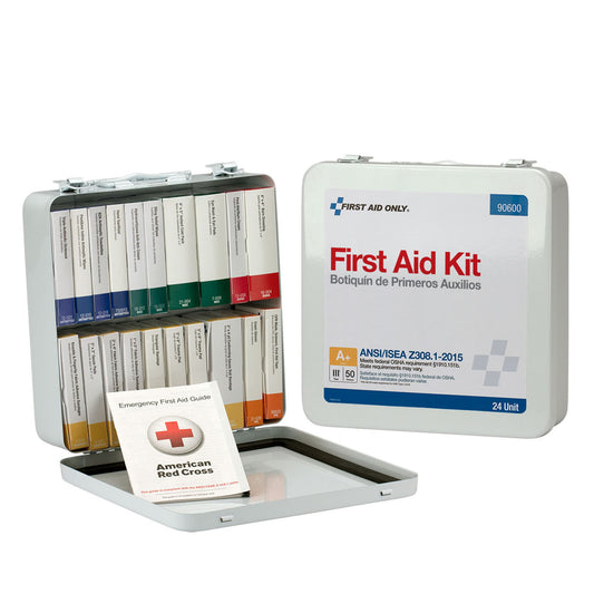 24 Unit First Aid Kit, ANSI A+,  Metal Case (DROP SHIP ONLY - $150 Minimum Order)