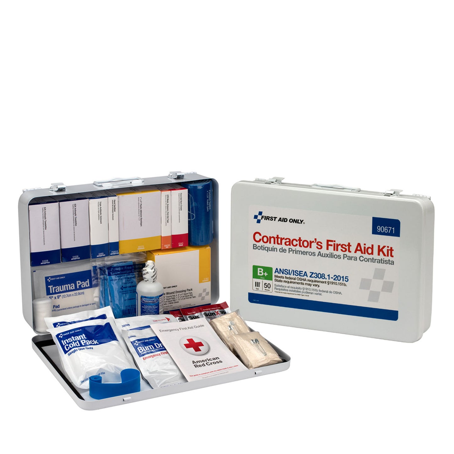 First Aid Kit, 50 Person, Contractor, ANSI B+, Metal Case  (DROP SHIP ONLY - $150 Minimum Order)