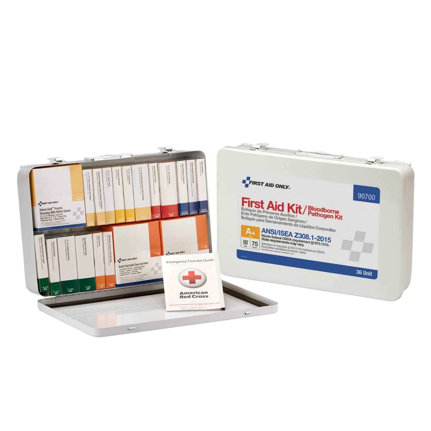 36 Unit First Aid Kit, ANSI A+, w/ BBP, Metal Case (DROP SHIP ONLY - $150 Minimum Order)