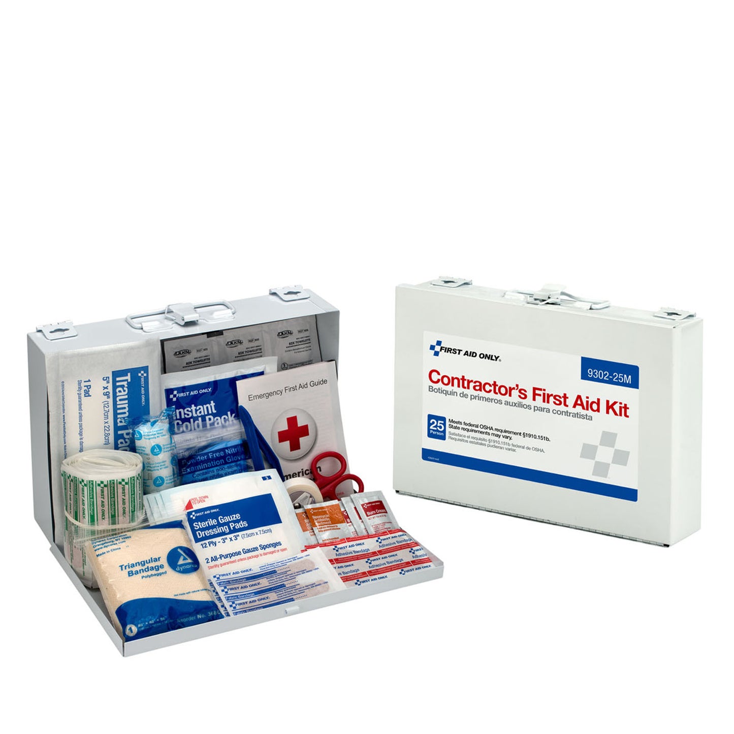 25 Person Contractor First Aid Kit, 178 Piece, Metal Case (DROP SHIP ONLY - $150 Minimum Order)