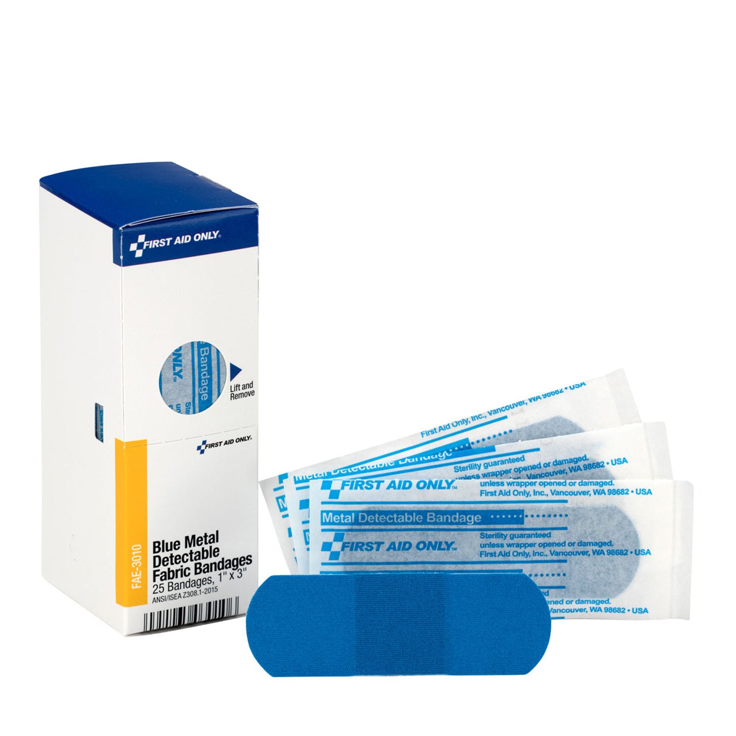 SC Refill, 1"x3", Blue Metal Detectable Bandage+E57:E75s, 25/bx (DROP SHIP ONLY - $150 Minimum Order)