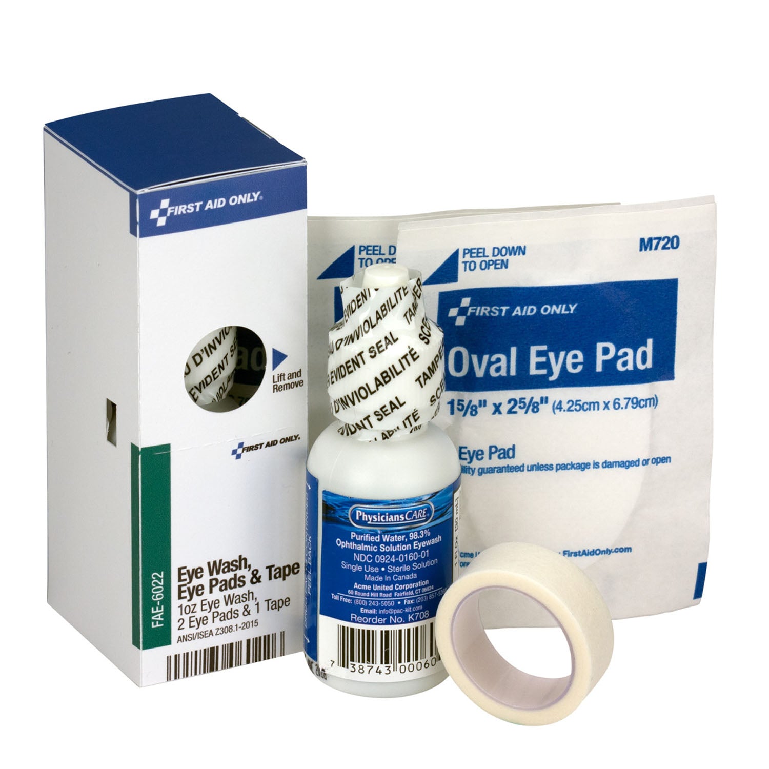 SC Refill, Includes: Eyewash, 1oz, 2 Eyepads, 1/2"x5yd First Aid Tape per/bx (DROP SHIP ONLY - $150 Minimum Order)
