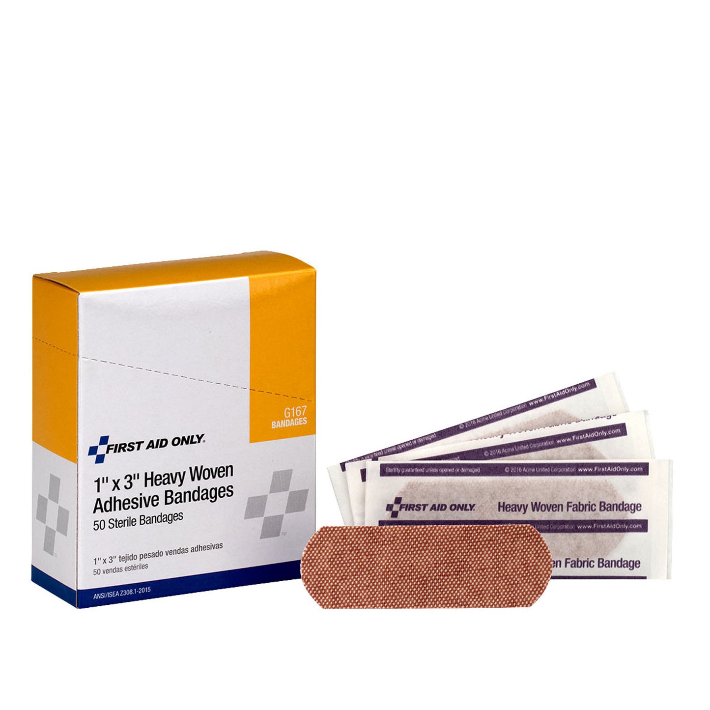 Heavy Woven Fabric Bandages, 1"x3", 50/bx  (DROP SHIP ONLY - $150 Minimum Order)