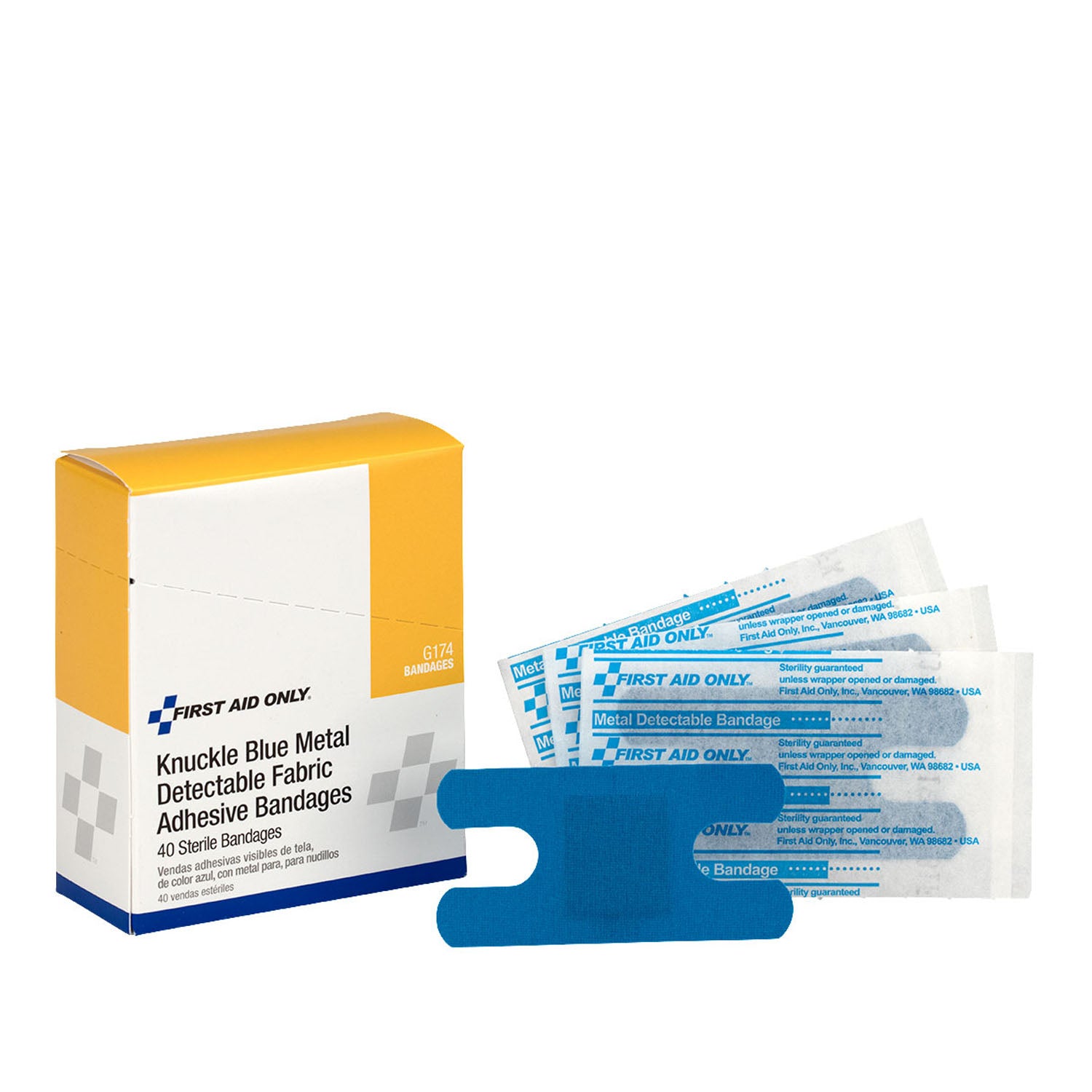 Fabric Knuckle Bandages, Blue Metal Detectable , 40/bx (DROP SHIP ONLY - $150 Minimum Order)