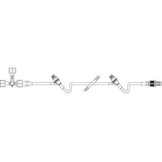 Extension Set, 4-Way Large Bore Stopcock, Rotating Male Luer Lock, (2) Clearlink Luer Activated Valves, Male Luer Lock Adapter with Retractable Collar, 6.3 ml, 40" Length, Non-Pyrogenic, Contains DEHP, Sterile, 48/cs (Rx) (Continental US Only)  (Product Access Restricted. Check with your sales rep to verify eligibility)