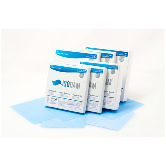 Isodam, Non-Latex 6" x 6" Blue, Medium (0.18mm-0.23mm thickness),  15 pieces/bx