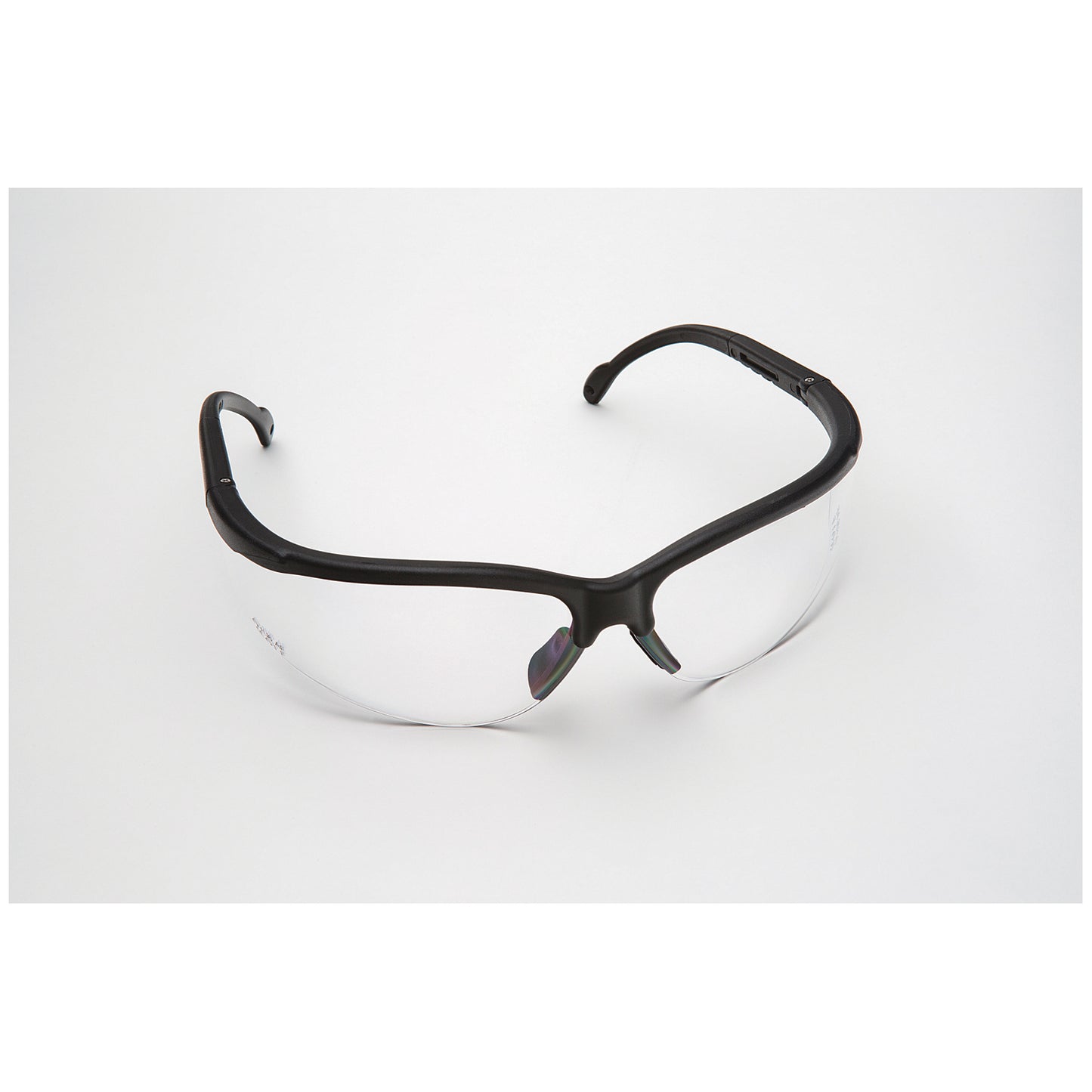 Safety Glasses, Black Frame/Clear Lens. Full Size, 12/cs