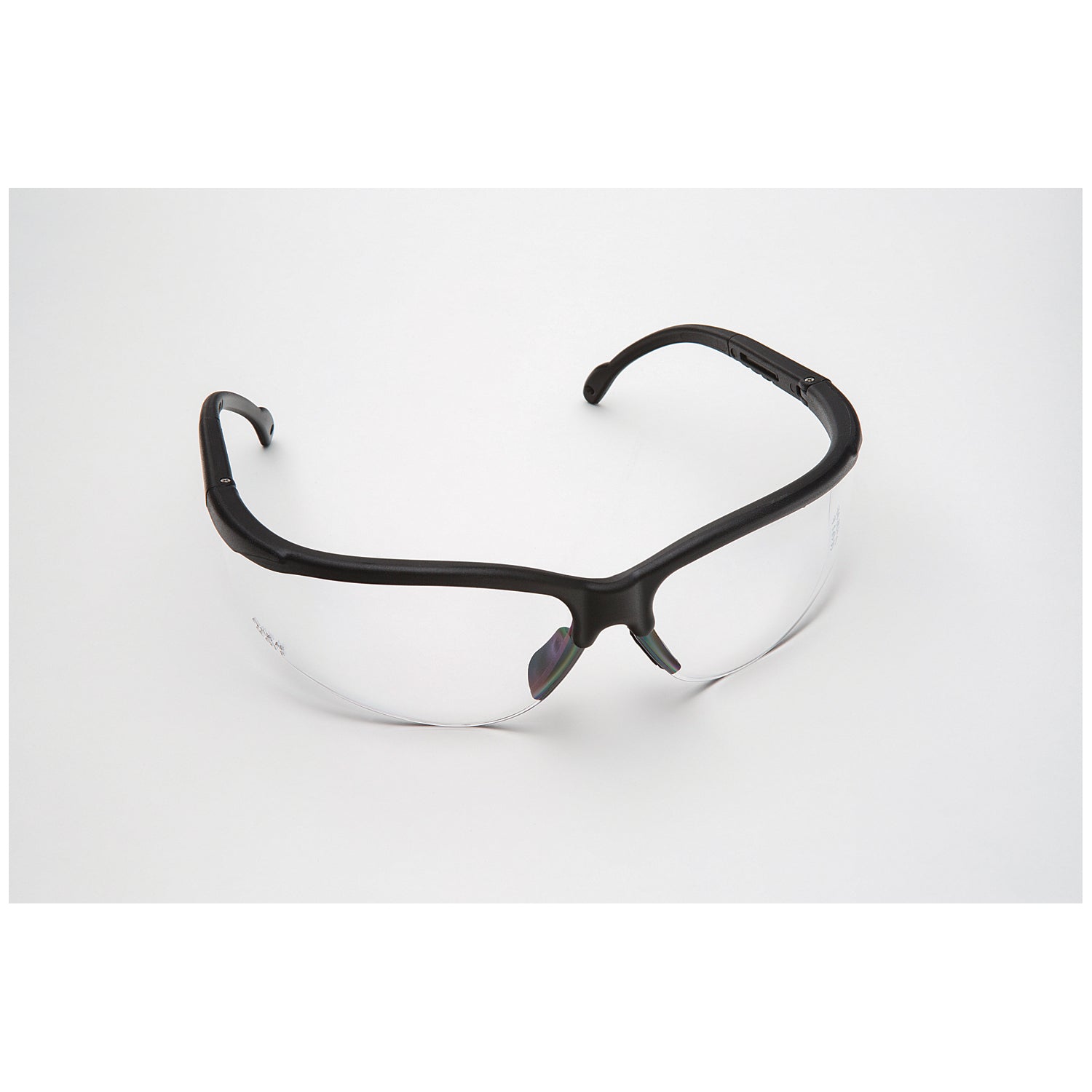 Safety Glasses, Black Frame/Clear Lens. Full Size, 12/cs