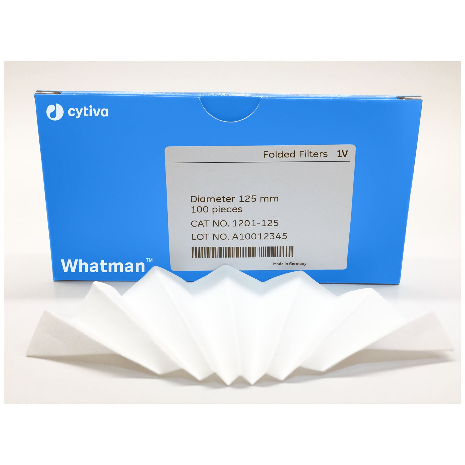 Grade 1V Folded Filter Paper,  Circle 12.5cm, 100/pk