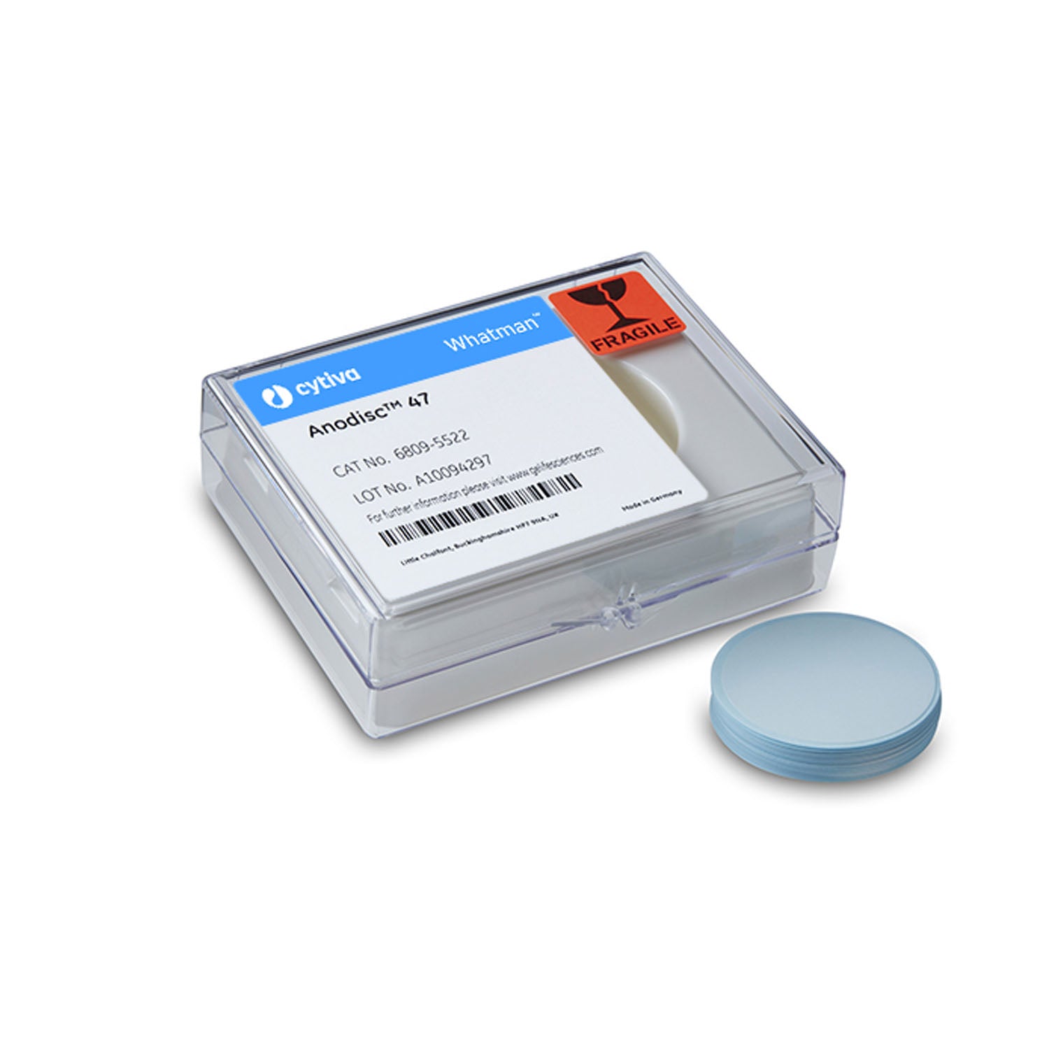 Filter Circles, 47mm Dia, Anopore Inorganic Anodisc 47 (no support ring), 0.2m Pore Size, 50/pk