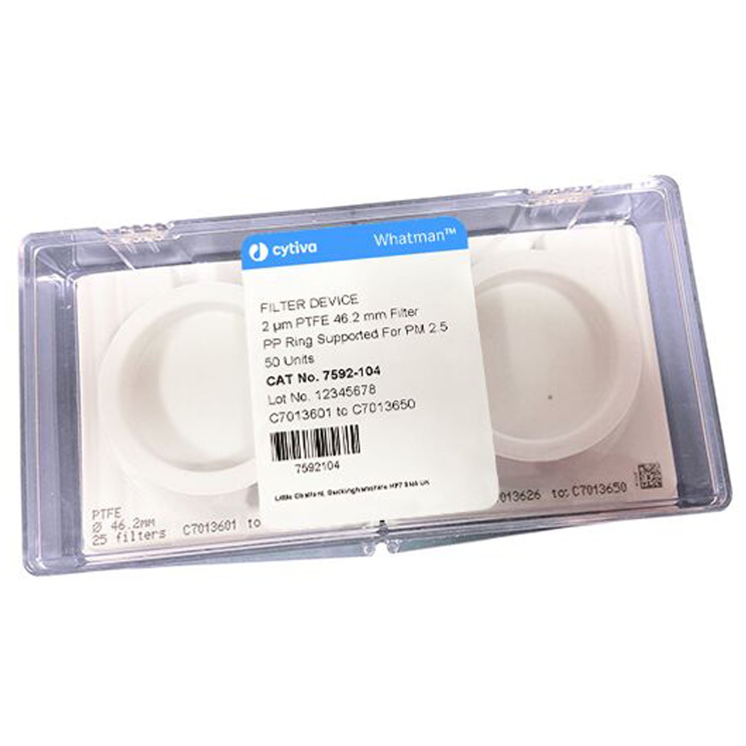 Filter Circles, 46.2mm Dia, PM 2.5 Air Monitoring with Support Ring, Sequentially Numbered, 50/pk