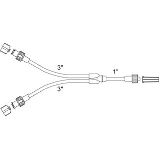 Extension Set, Standard Bore, Bifurcated, (2) Back Check Valves, Male Luer Lock, 1.0 ml, 5" Length, Non-DEHP, 50/cs (US Only)