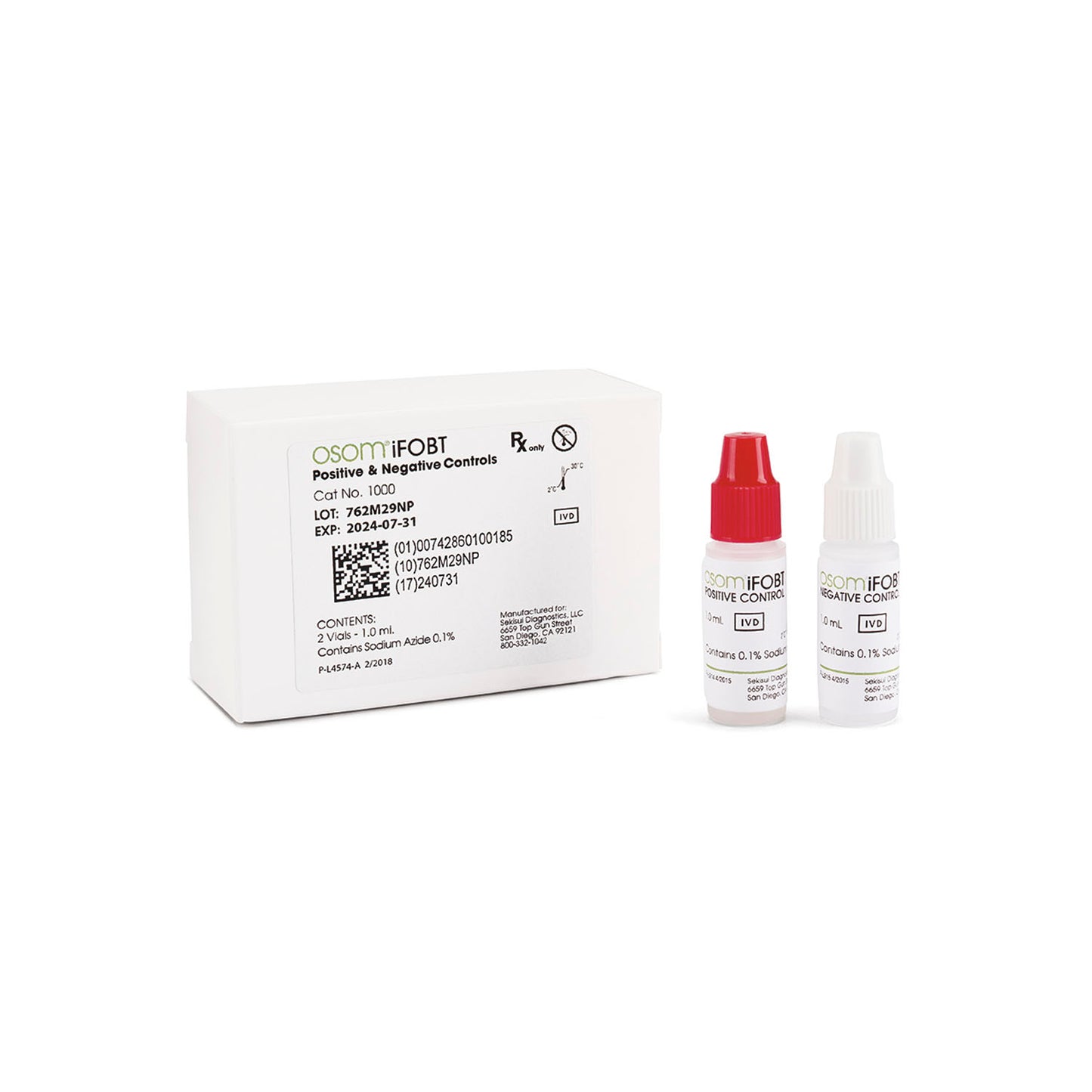 iFOBT Control Kit Includes: 1 Positive & 1 Negative Control, 1 set/bx (Item is Non-Returnable & Non-Refundable) (Continental US Only)