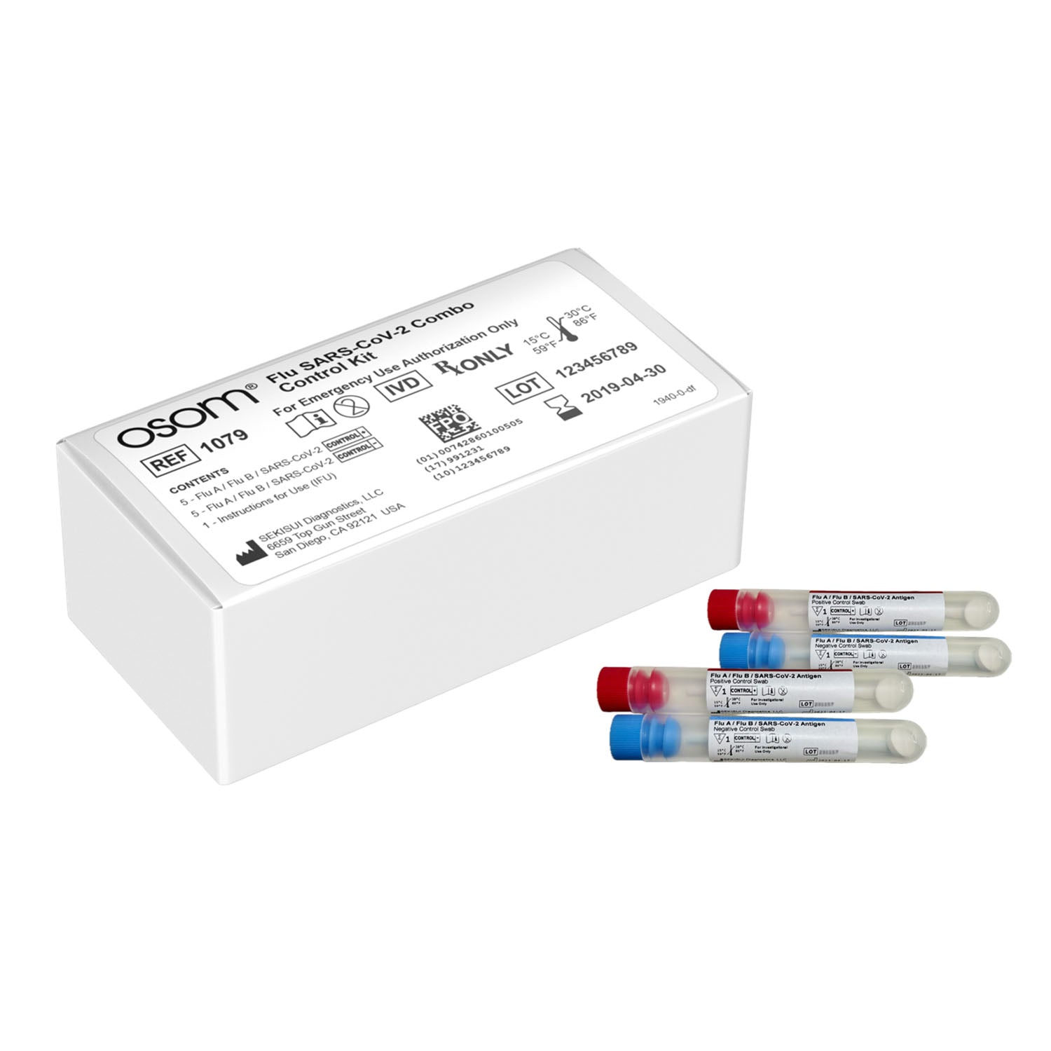 OSOM Flu Sars-CoV-2 Combo Controls, 10 swabs/kt (5 Positive, 5 Negative) (DROP SHIP ONLY)
