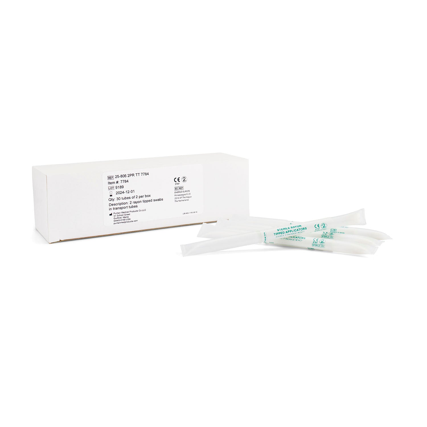 Dual Swabs: Rayon Swabs in each Plastic Transport Tube, 30 tube/bx