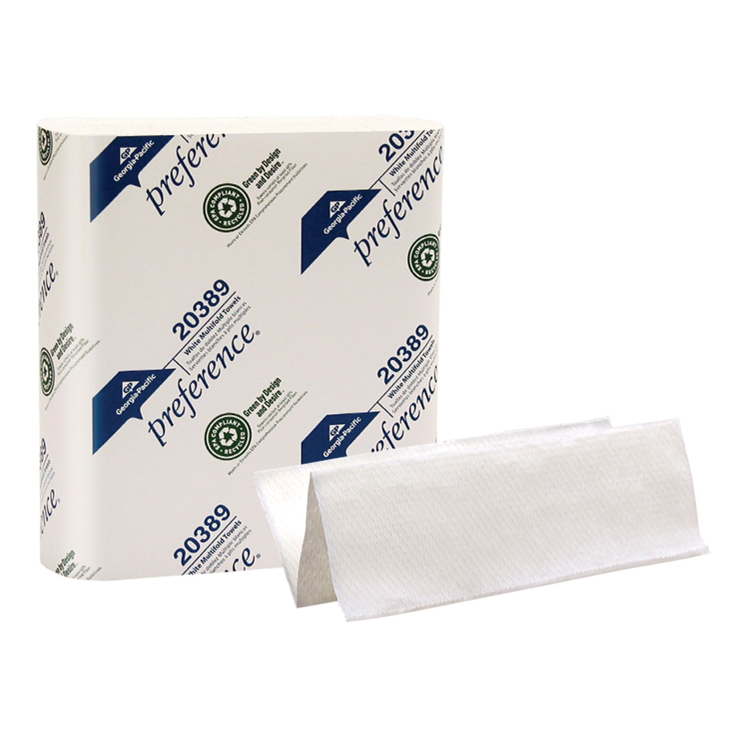 Multifold Paper Towels, Paper Band, White, 9_" x 9_" Sheets, 250 ct/pk, 16 pk/cs