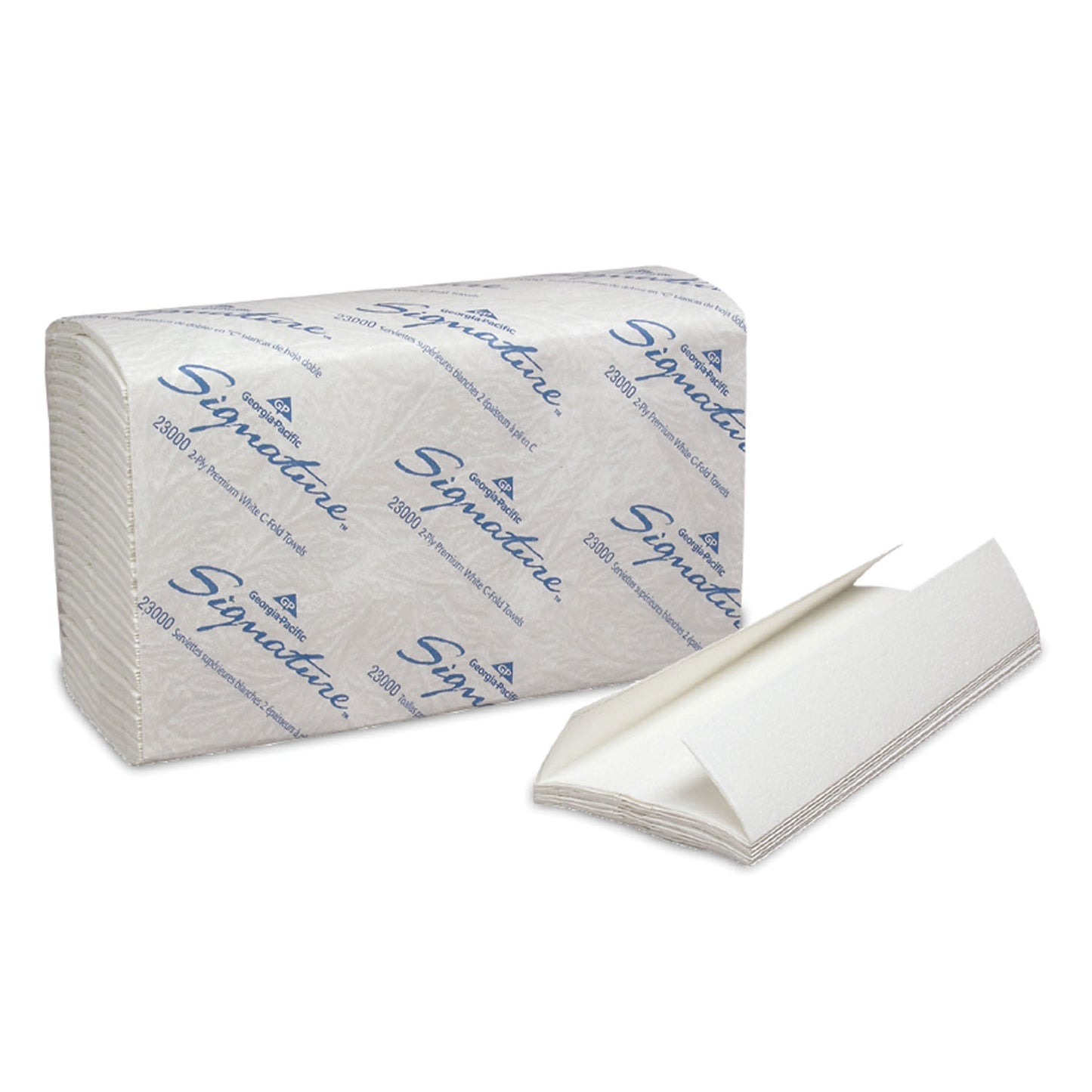 Premium C-Fold Paper Towels, 2-Ply, Paper Band, White, 10_" x 13_" Sheets, 120 ct/pk, 12 pk/cs (48 cs/plt)
