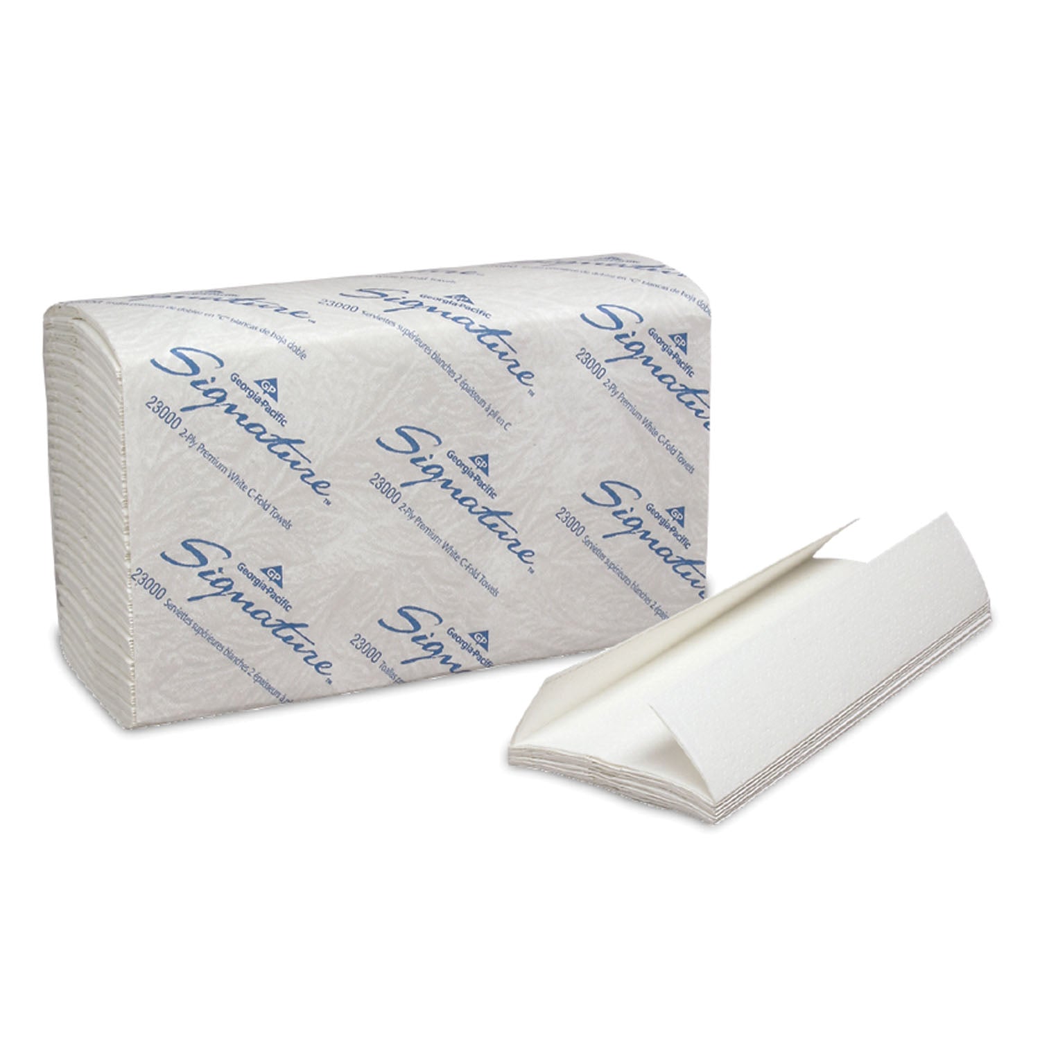 Premium C-Fold Paper Towels, 2-Ply, Paper Band, White, 10_" x 13_" Sheets, 120 ct/pk, 12 pk/cs (48 cs/plt)