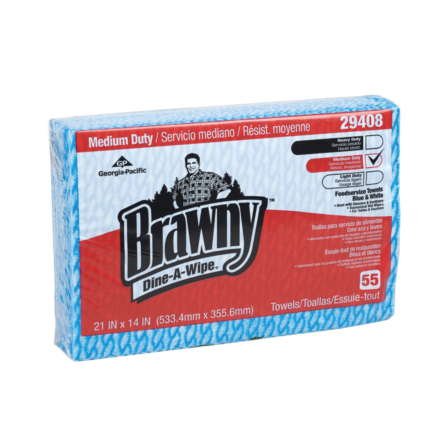 Foodservice Quarterfold Busing Towel Blue & White, 21" x 14", 55 sht/bx 6 bx/cs