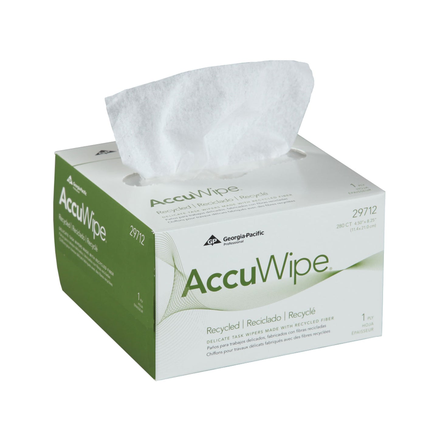 Task Wipers, Recycled Delicate, 1-Ply, White, 280/bx, 60 bx/cs