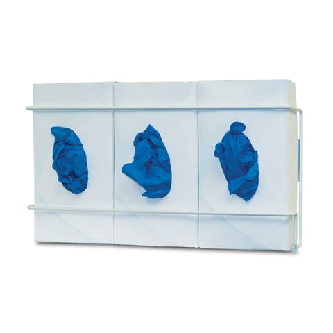 Glove Box Dispenser, Triple, Holds Three Boxes of Gloves, Screw Holes For Wall Mounting, White Coated Wire, 16.32"W x 8.16"H x 3.75"D, 2/pk (pk=ea)