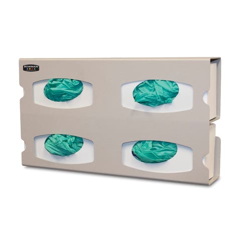 Glove Box Dispenser, Quad (Holds four boxes of gloves), Side load from right or left, Keyholes for wall mounting, Quartz Beige, ABS Plastic, 20.10(W)x11.30(H)x3.95(D) (Made in the USA)