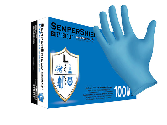 Exam Glove, Nitrile, Extended Cuff, Powder-Free, Blue, Small, 100/bx, 10 bx/cs