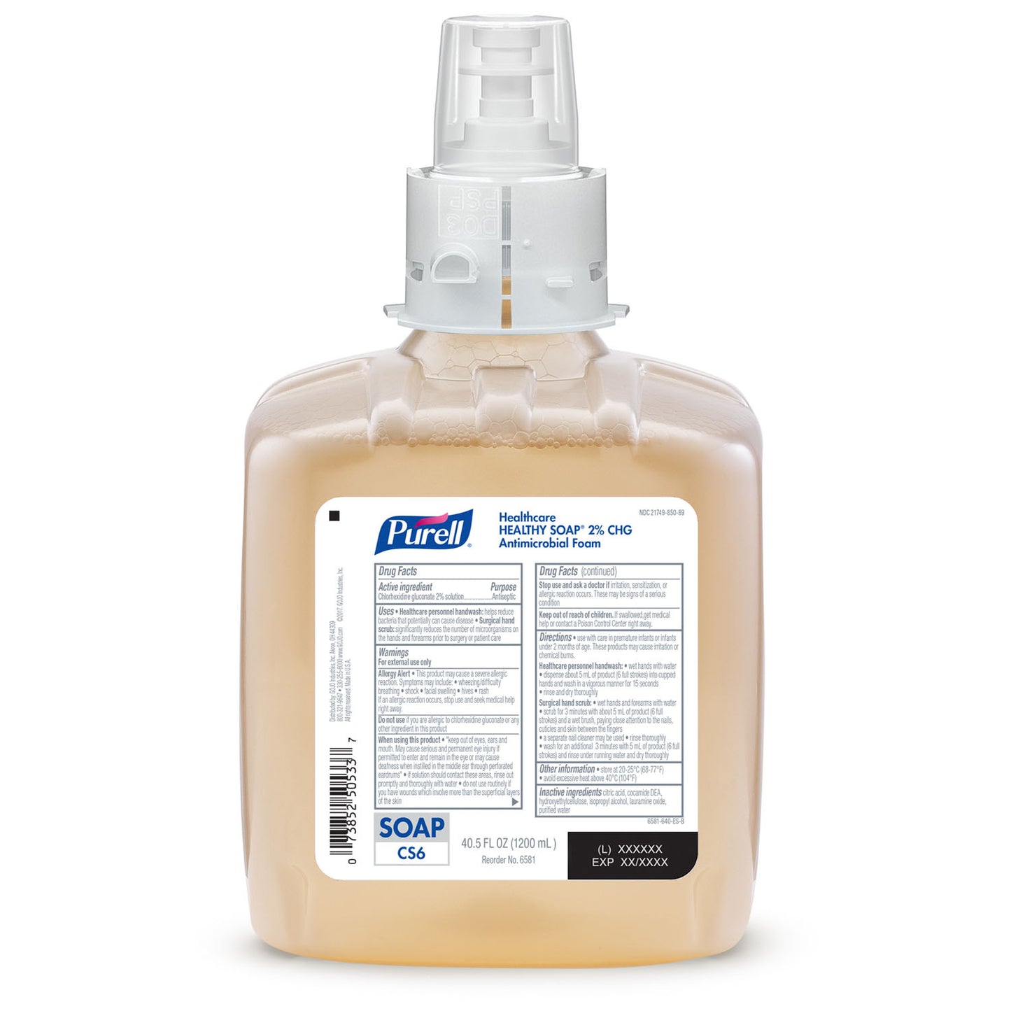 Healthcare Healthy Soap 2.0% CHG Antimicrobial Foam, 1200 ml, Amber, 2/cs