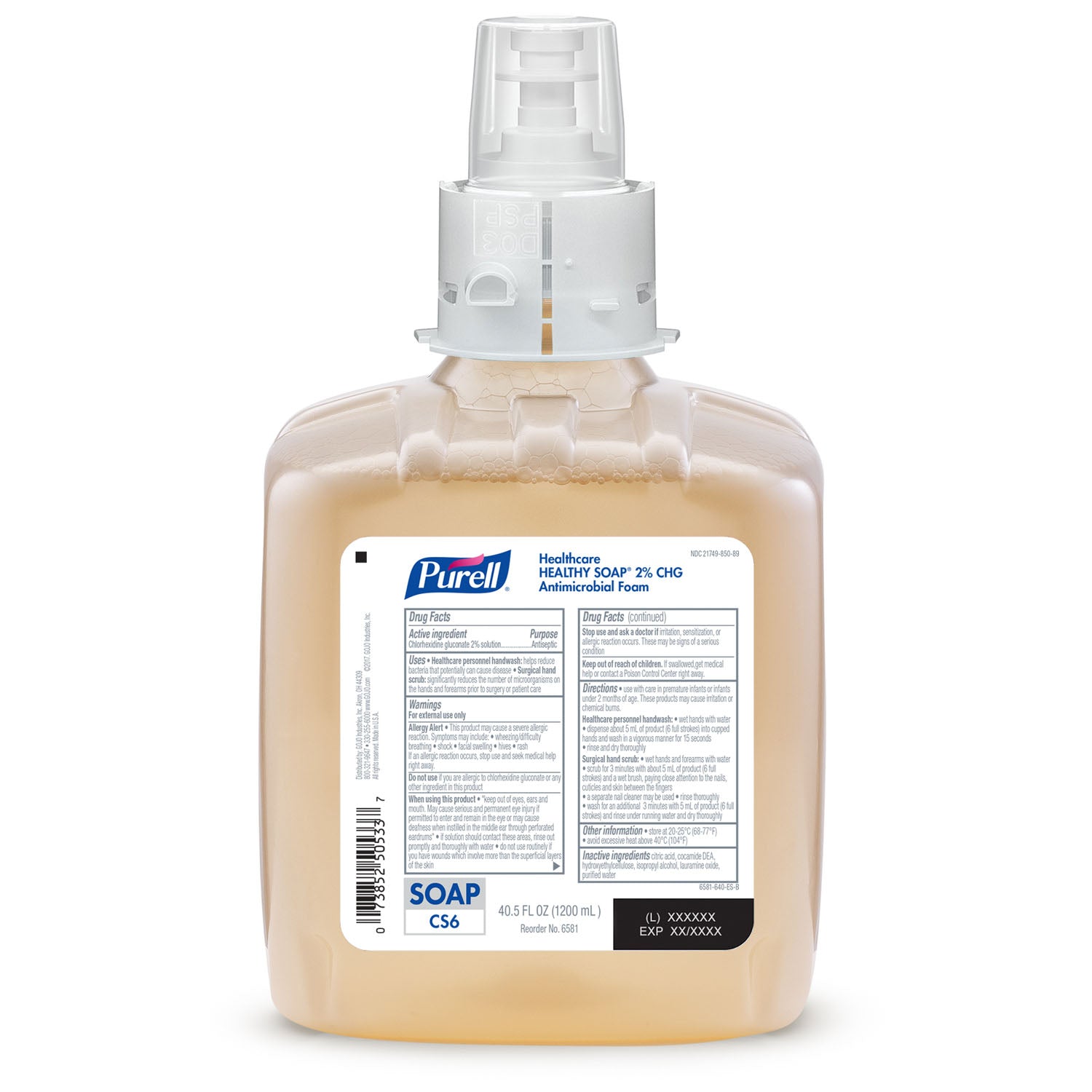 Healthcare Healthy Soap 2.0% CHG Antimicrobial Foam, 1200 ml, Amber, 2/cs