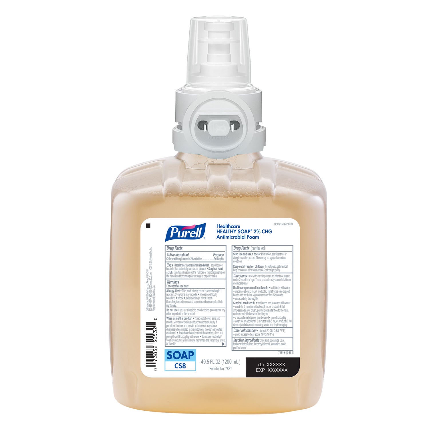 Healthcare Healthy Soap 2.0% CHG Antimicrobial Foam, 1200 ml, Amber, 2/cs (160 cs/plt)