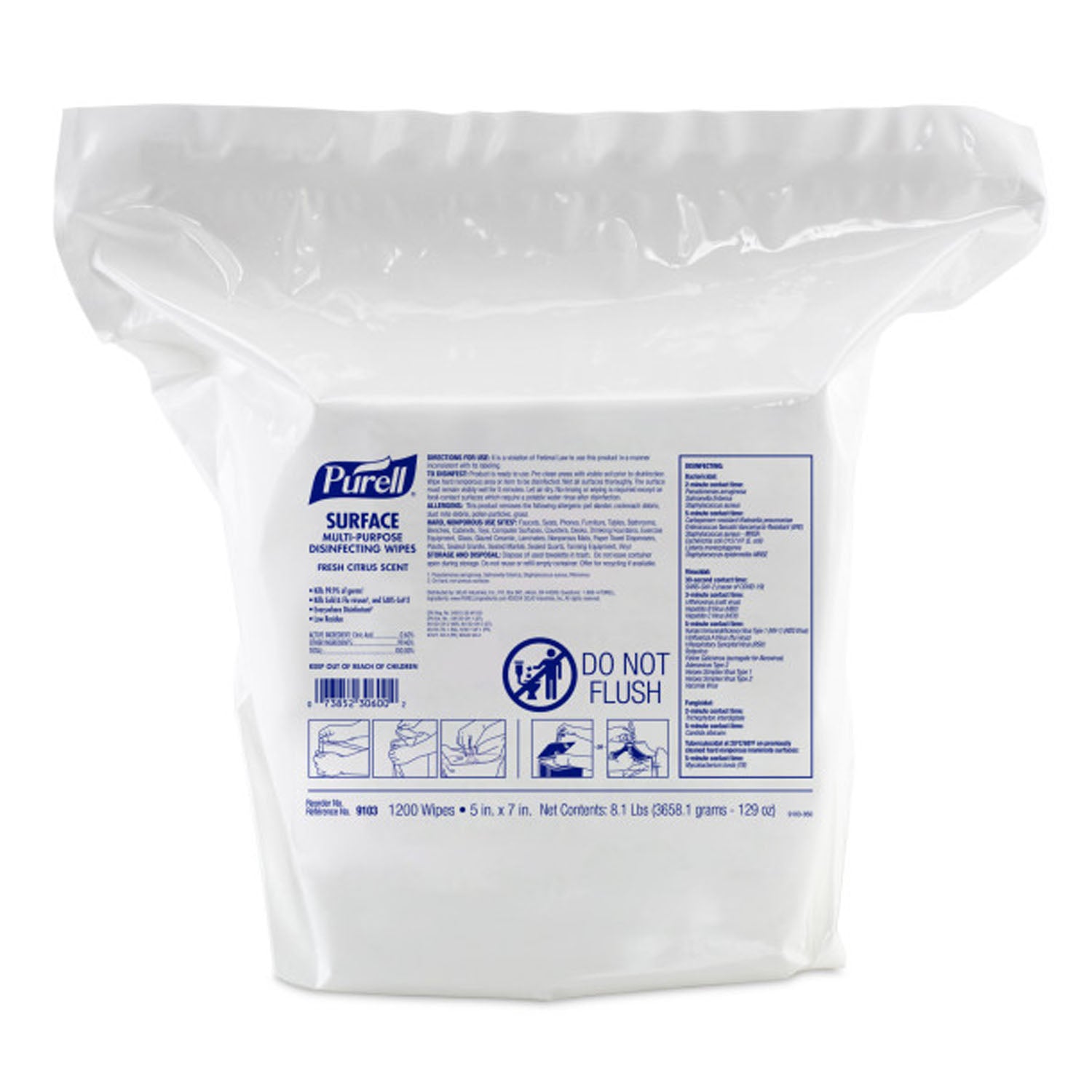 PURELL Surface Multi-Purpose Disinfecting Wipes, High-Capacity, 1200ct, 2pk/cs