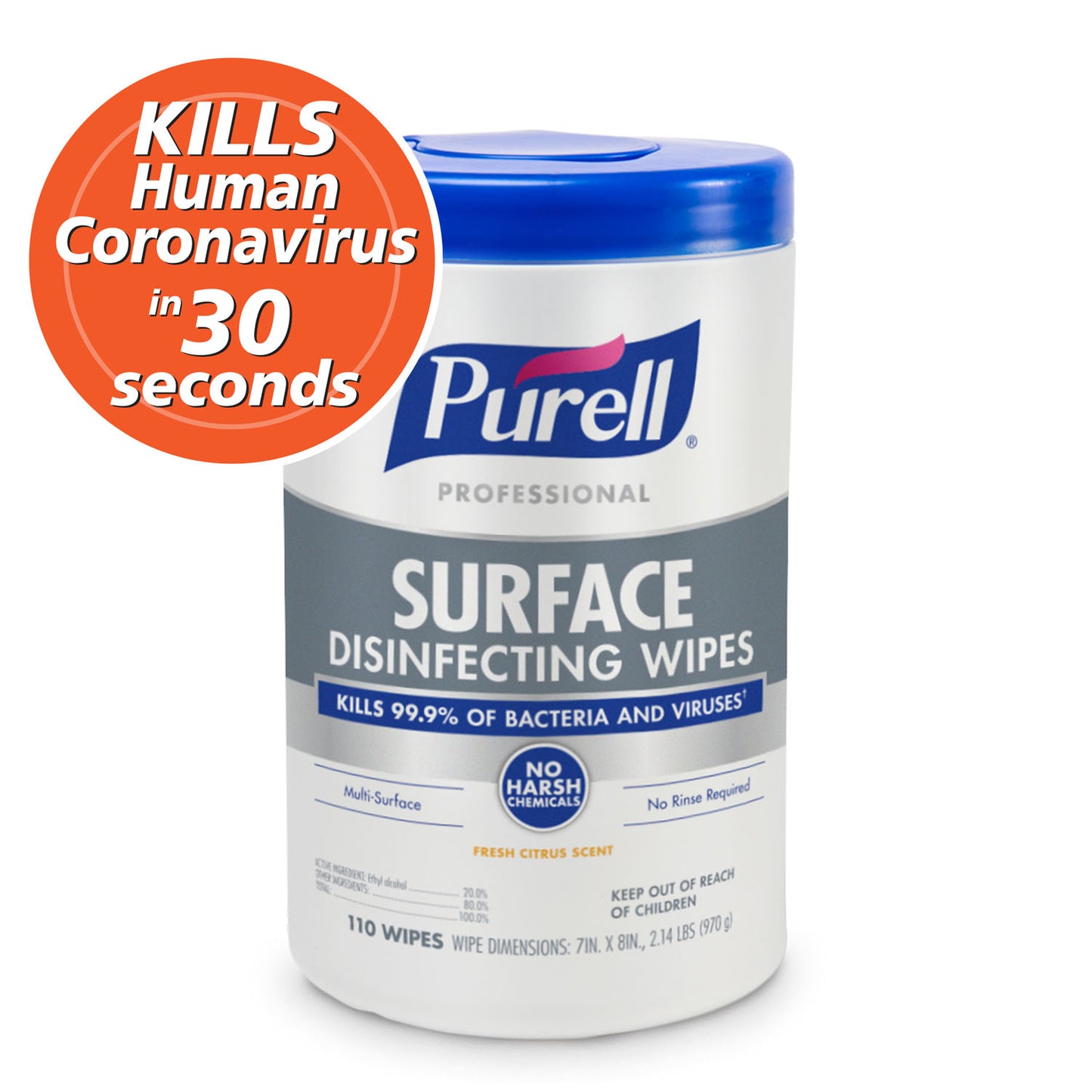 Purell Foodservice Surface Disinfecting Wipes, 110ct Canister, 6/ct (Item is considered HAZMAT and cannot ship via Air or to AK, GU, HI, MP, PR, VI)