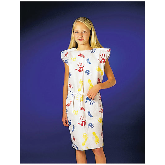 Pediatric Exam Gown, TPT, 20" x 36", Tiny Tracks Print, 50/cs (112 cs/plt)
