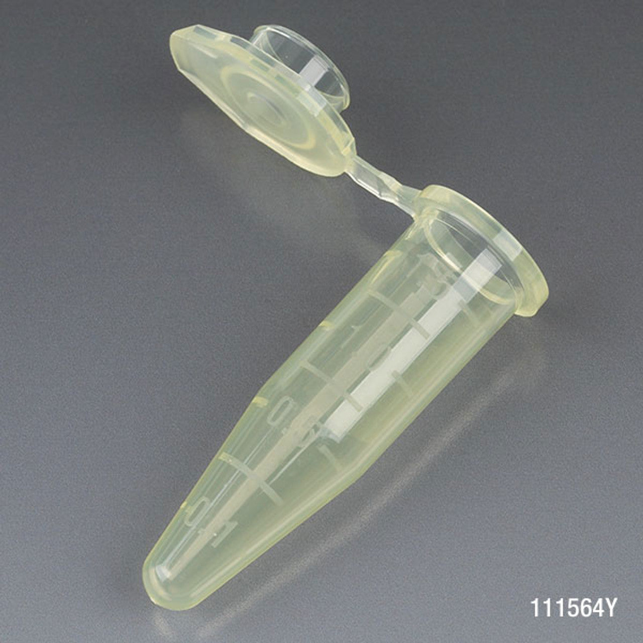 Microcentrifuge Tube, 1.5mL, PP, Attached Snap Cap, Graduated, Yellow, Certified: Rnase, Dnase and Pyrogen Free, 500/bg