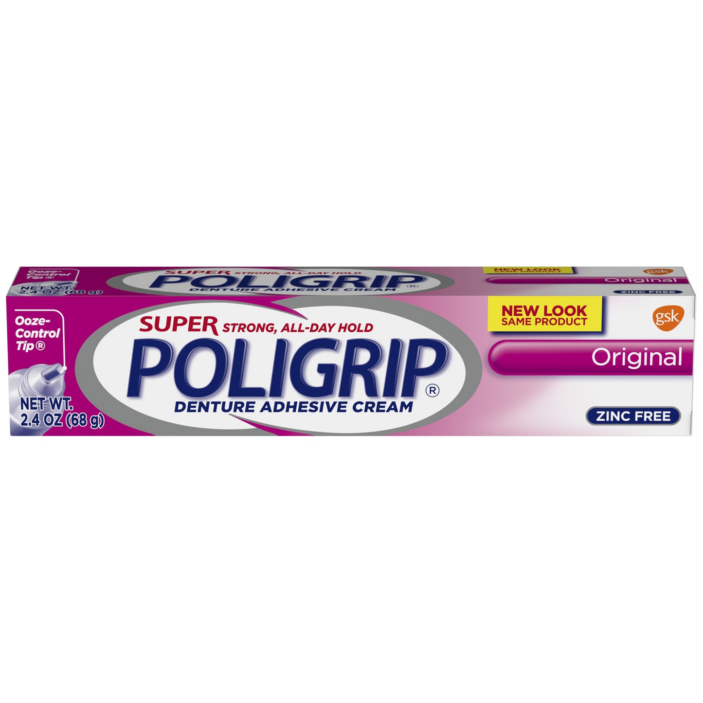 Super Poligrip Original Denture Adhesive Cream, 2.4 oz. tube, 6/pkg, 4 pkg/cs (24 tubes total) (Available for sale in US only) (Products cannot be sold on Amazon.com or any other third Party sites.)