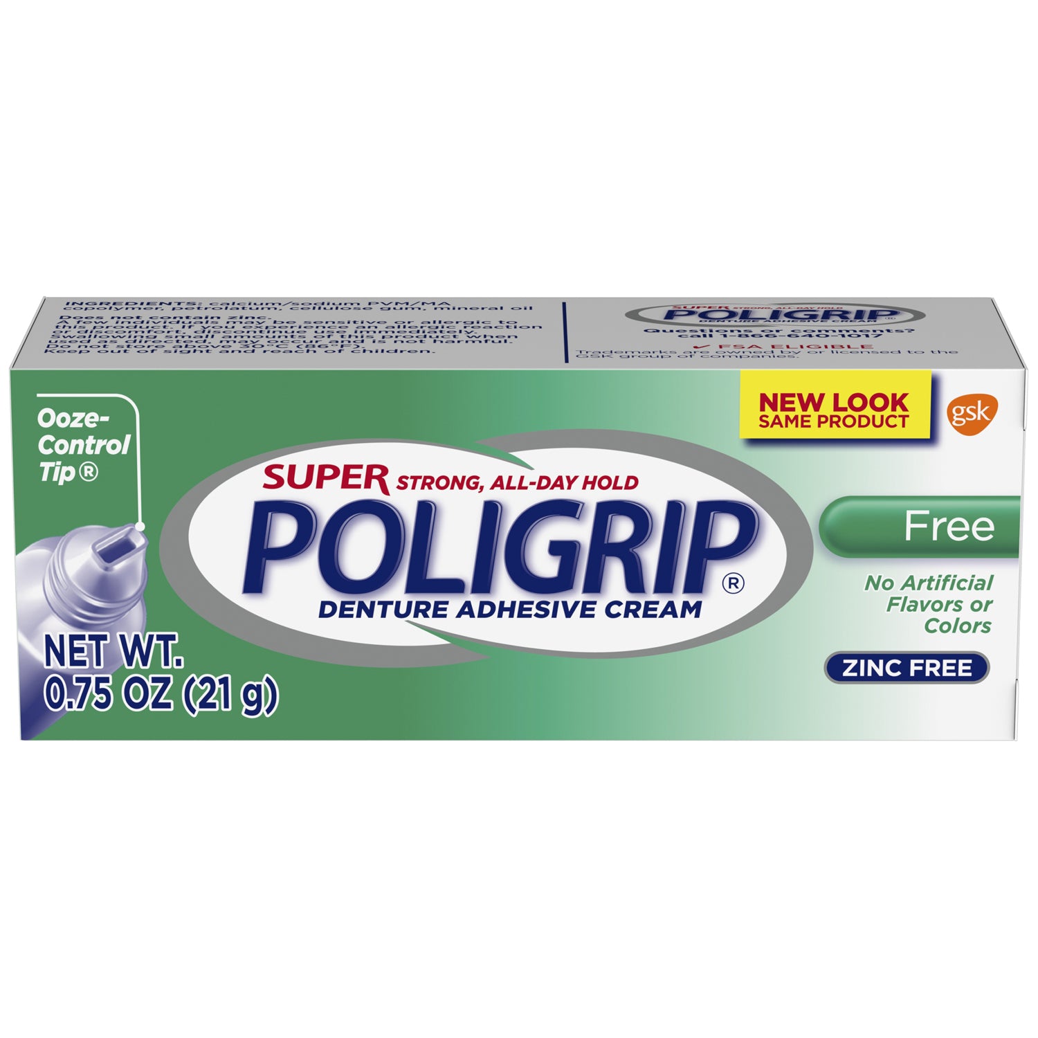 Super Poligrip Free Denture Adhesive Cream Travel Size, 0.75 oz. tube, 12/pkg, 4 pkg/cs (48 tubes total) (Available for sale in US only) (Products cannot be sold on Amazon.com or any other third Party sites.) (Item is Non-Returnable)