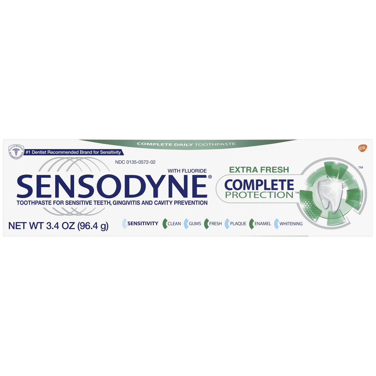 Sensodyne Complete Protection Extra Fresh Toothpaste, 3.4 oz. tube, 6/pkg, 2 pkg/cs (12 tubes total) (Available for sale in US only) (Products cannot be sold on Amazon.com or any other third Party sites.) (Item is Non-Returnable)