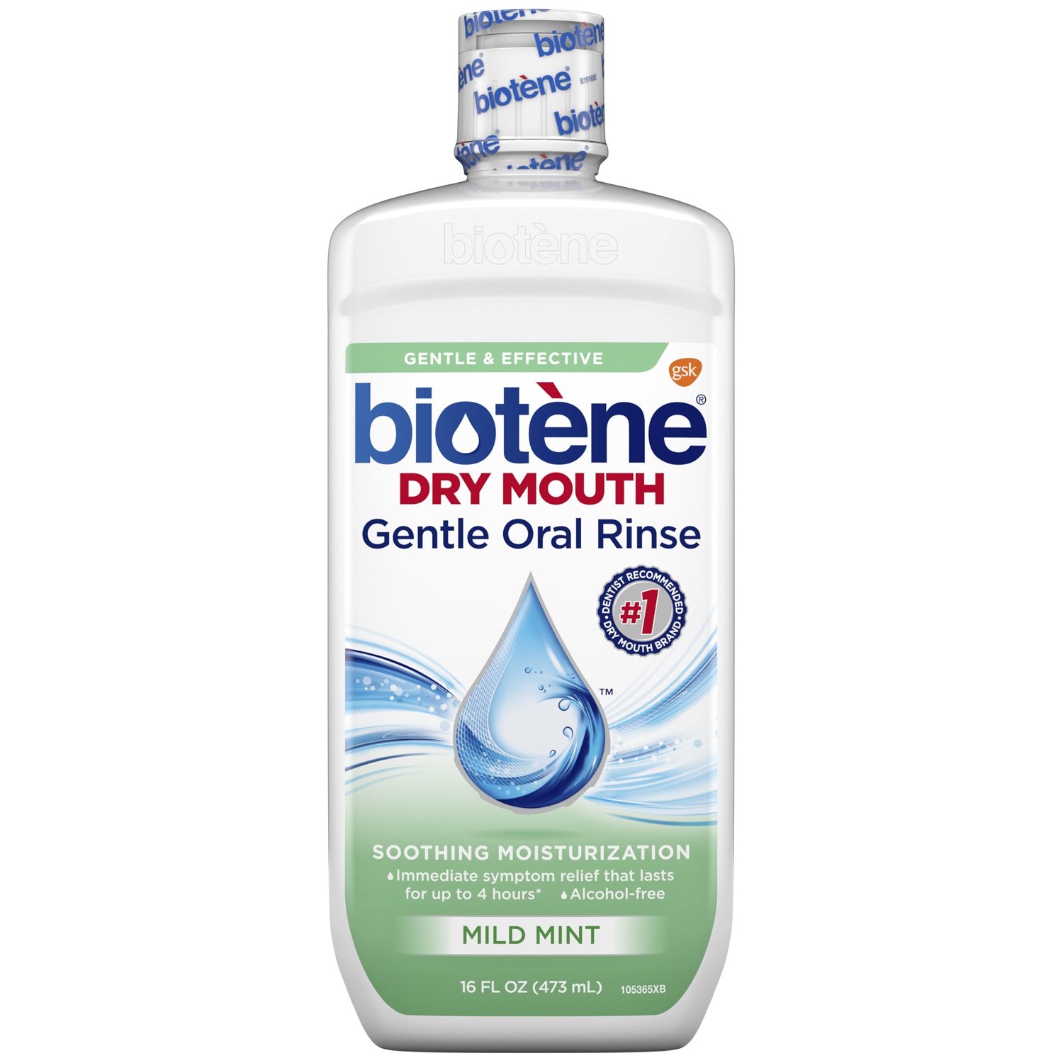 Biotene Dry Mouth Gentle Oral Rinse, Mild Mint, 16 oz. bottle, 4/pkg, 2 pkg/cs (8 bottles total) (Available for sale in US only) (Products cannot be sold on Amazon.com or any other third Party sites.) (Item is Non-Returnable)