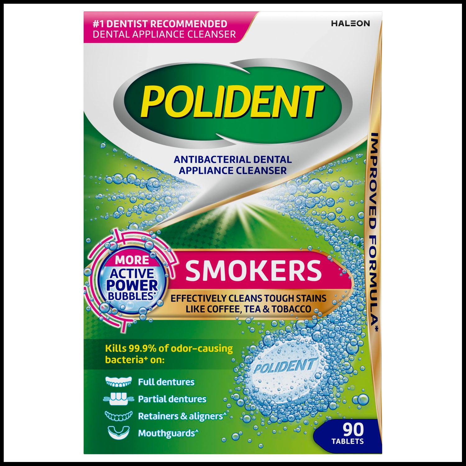 Polident Smokers Antibacterial Dental Appliance Cleanser. 90 tablets/bx, 3 bx/pk, 2 pks/cs. (Available for sale in US only) (Products cannot be sold on Amazon.com or any other third Party sites.)