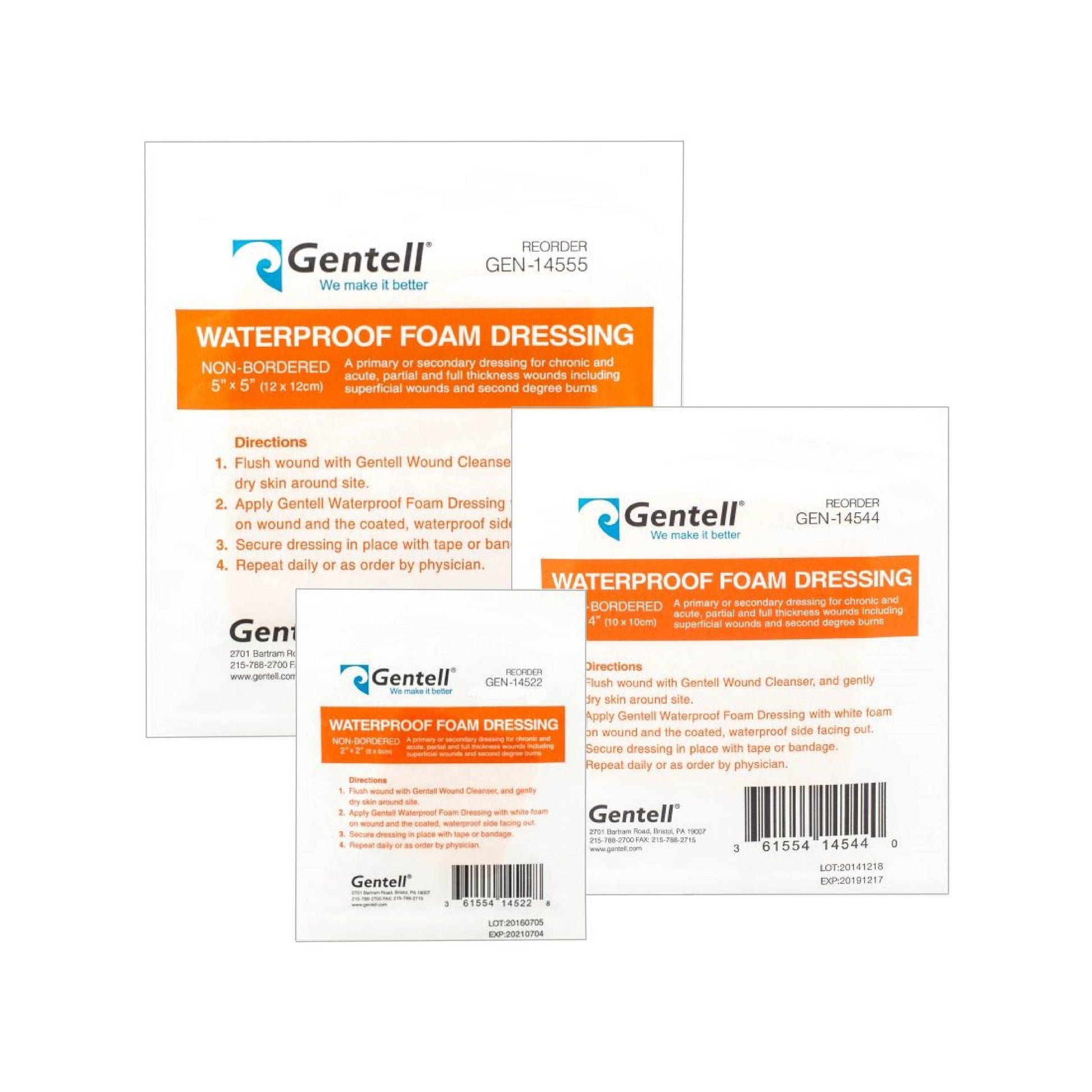 Waterproof Foam, 2" x 2", Non-Bordered Dressing, 50/bx