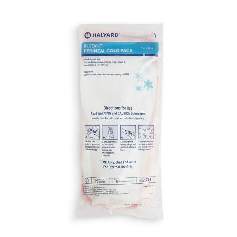 Halyard Perineal Cold Pack with Absorb OB Pad with ADH Strip, Large, 6" x 14", Single Patient Use, 24/cs