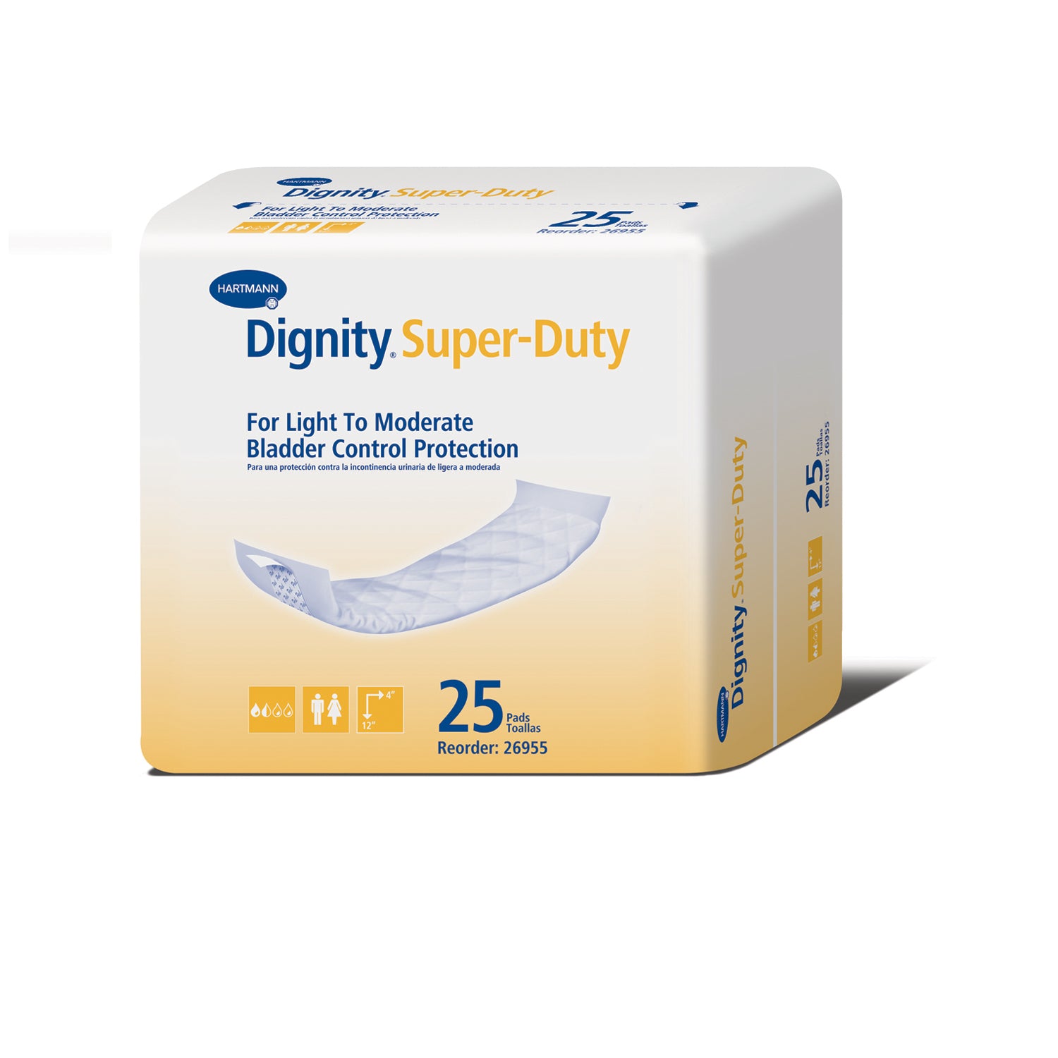 Dignity Super-Duty Pad, For Light to Moderate Protection, 4" x 12", White, 25/bg, 8 bg/cs