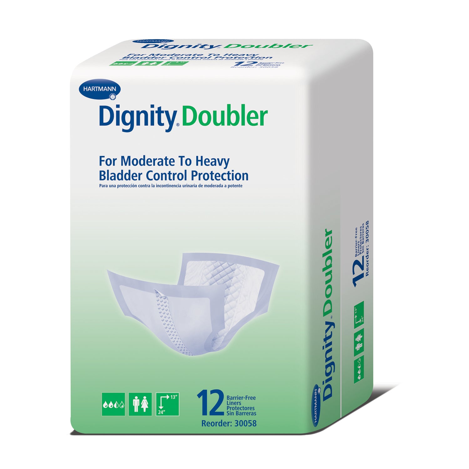 Dignity Doubler, For Moderate to Heavy Protection, 13" x 24", White, 12/bg, 6 bg/cs