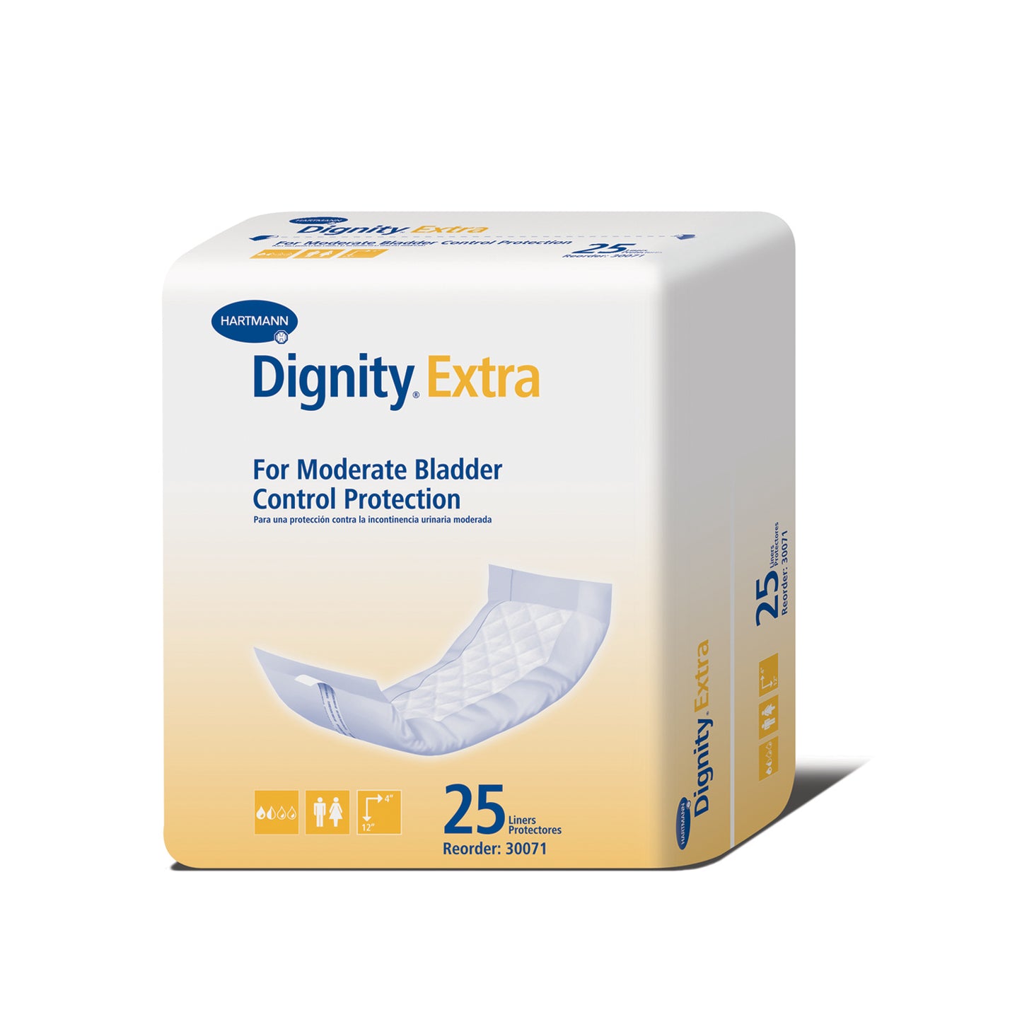 Dignity Extra Insert, For Light to Moderate Protection, 4" x 12", White, 25/bg, 10 bg/cs