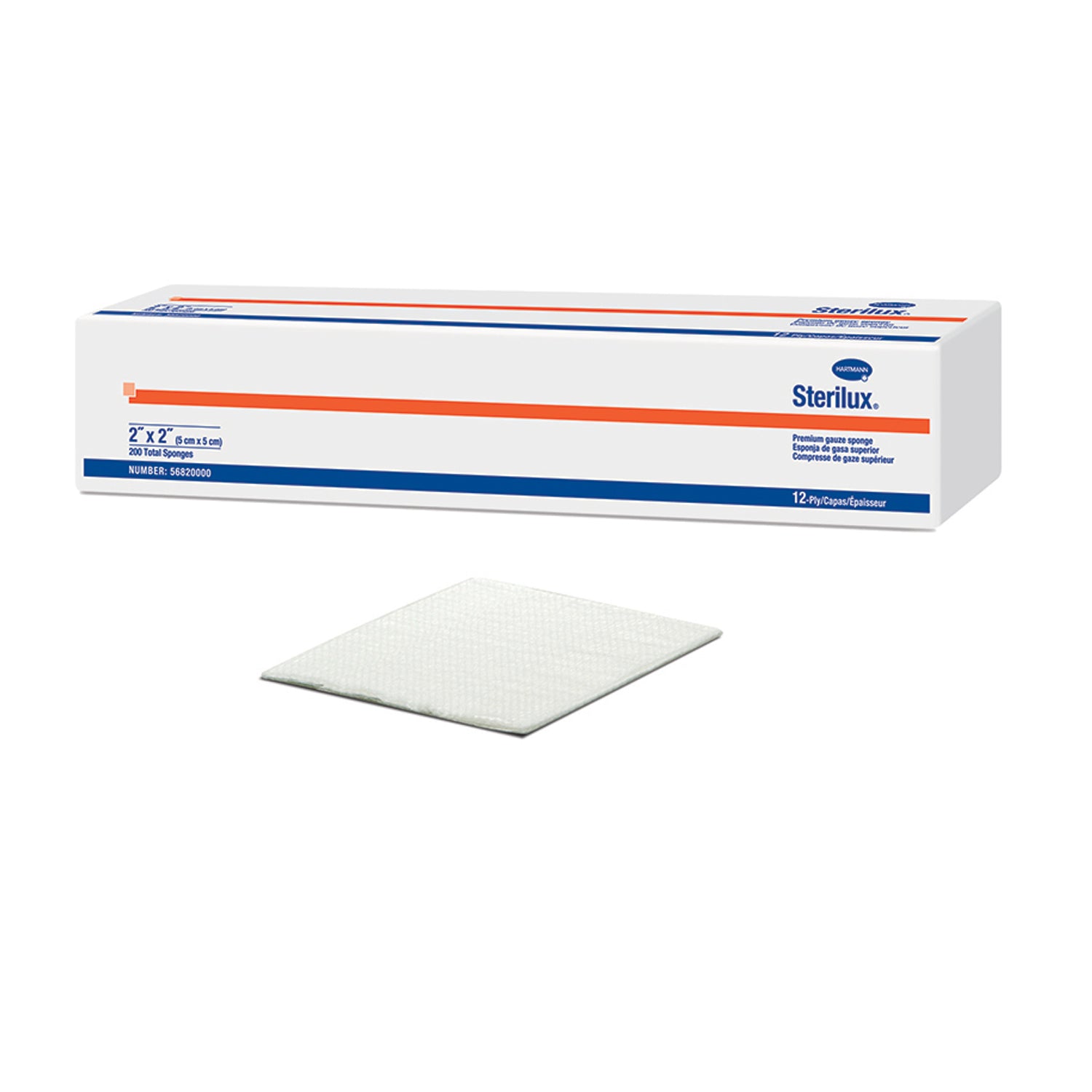 Gauze Sponge, 2" x 2" Non-Sterile, 8-Ply, 200/slv, 25 slv/cs