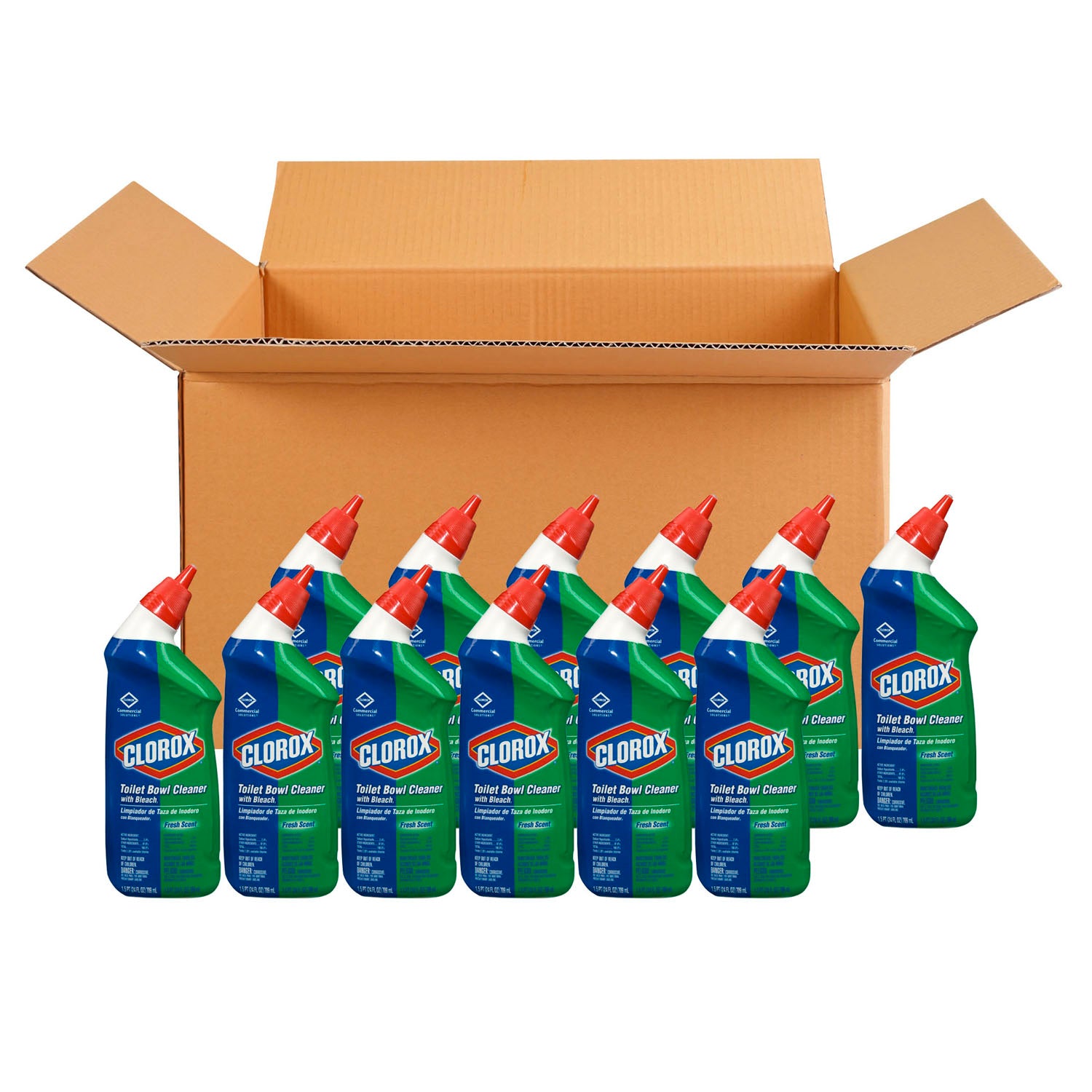Clorox Commercial Solutions Clorox Manual Toilet Bowl Cleaner with Bleach, Fresh Scent, 24 fl oz, 12/cs (Continental US Only) (Item is considered Hazmat and cannot ship via Air or to AK, GU, HI, MP, PR, VI)
